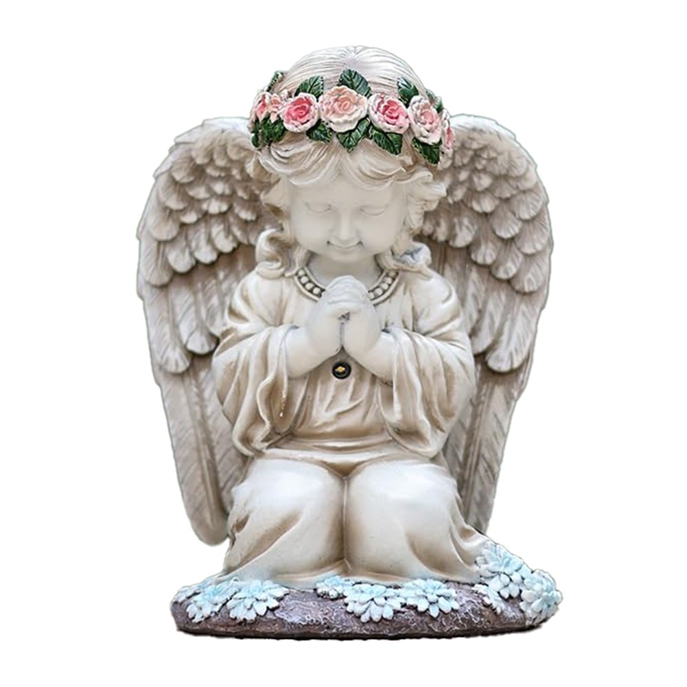 Solar Angel Statue Light Resin Garden Figurine for Outdoor B6W96897
