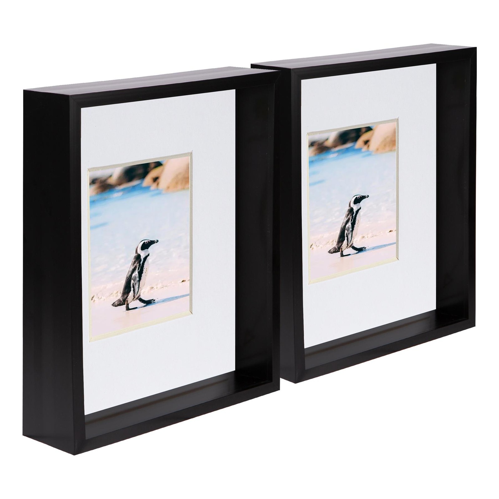 5x Black 8" x 10" 3D Deep Box Photo Frames White 4" x 6" Mount Shadow Picture