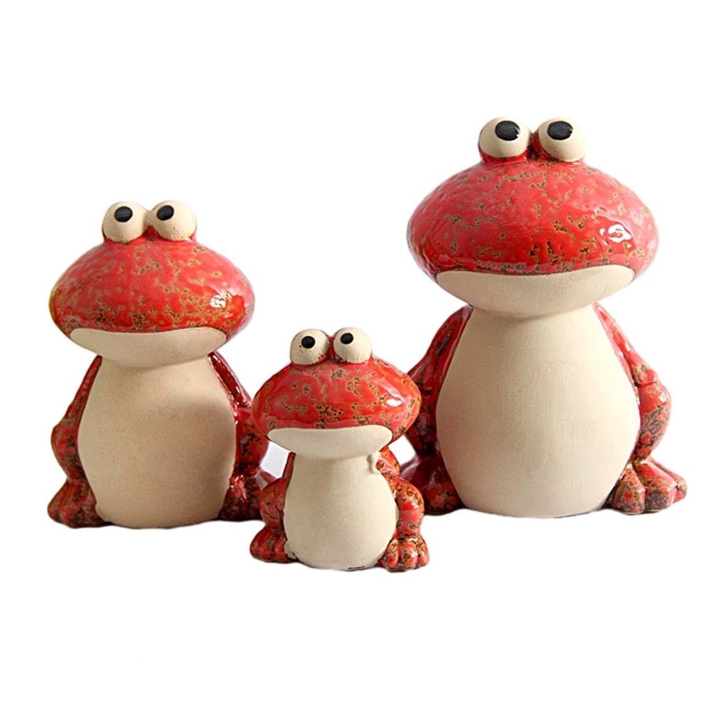 3 Pieces Family Figurines Statue Miniature Ceramic Figurine Animal 8692