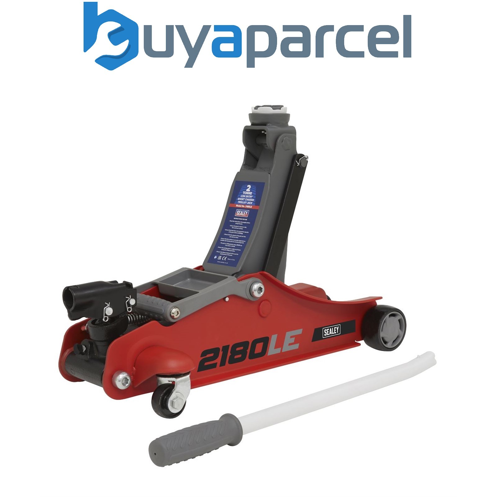 Sealey 2180LE 180� Handle Low Profile Short Chassis Trolley Jack 2 Tonne - Red