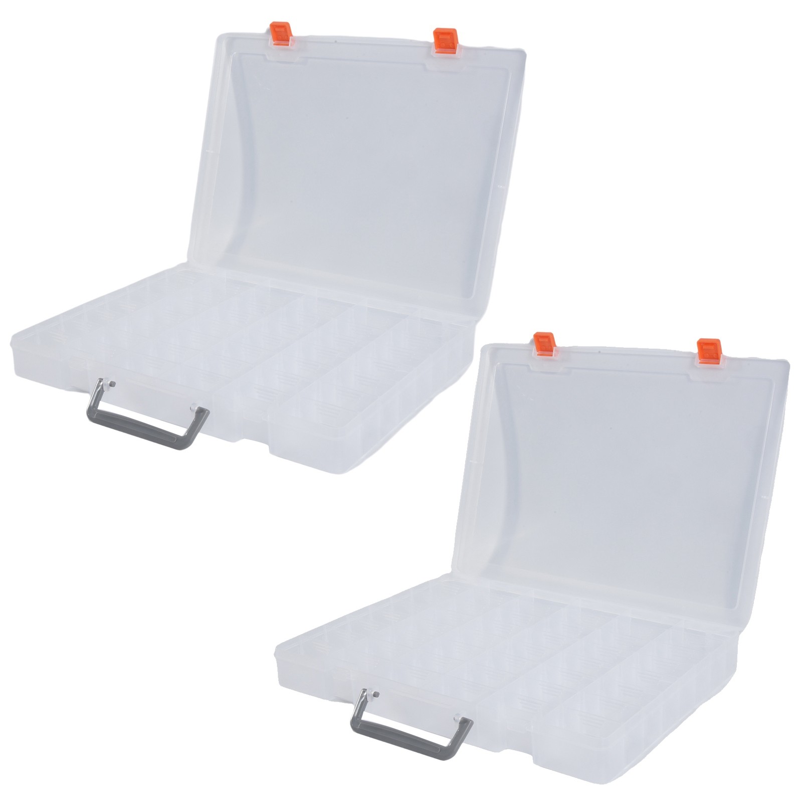 2 Pack 48 Grids Clear Plastic Organizer Boxes with Adjustable Dividers,8203