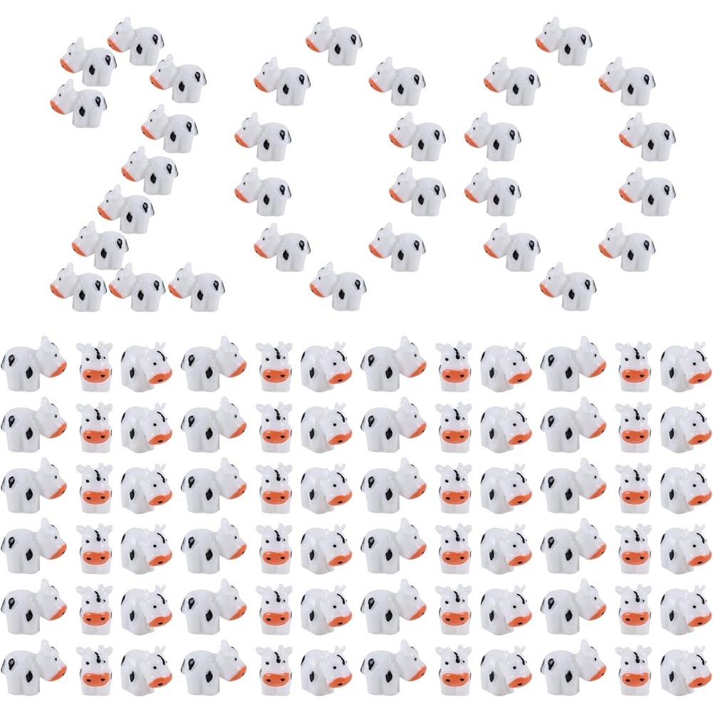 200 Pcs Resin Cows Bulk Animals Figures Tiny Plastic Cow Statues DIY3322