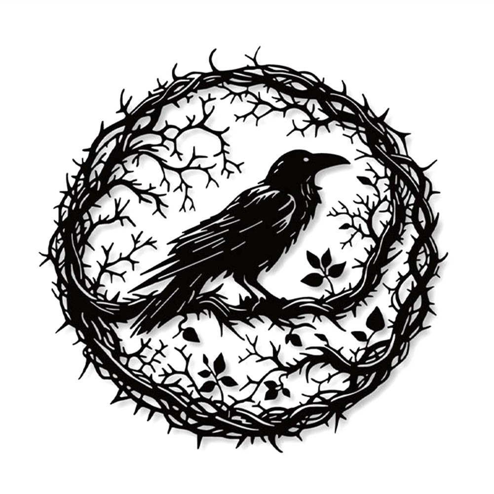 3X(Raven Bird Metal Wall Art,Crow Wall Art Decor Sculpture8405