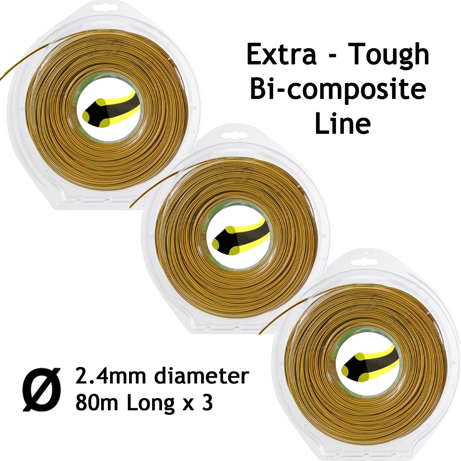 80m Bi-Comp Dual Core Long Strimmer Trimmer Line 80 Metres 2.4mm x 3