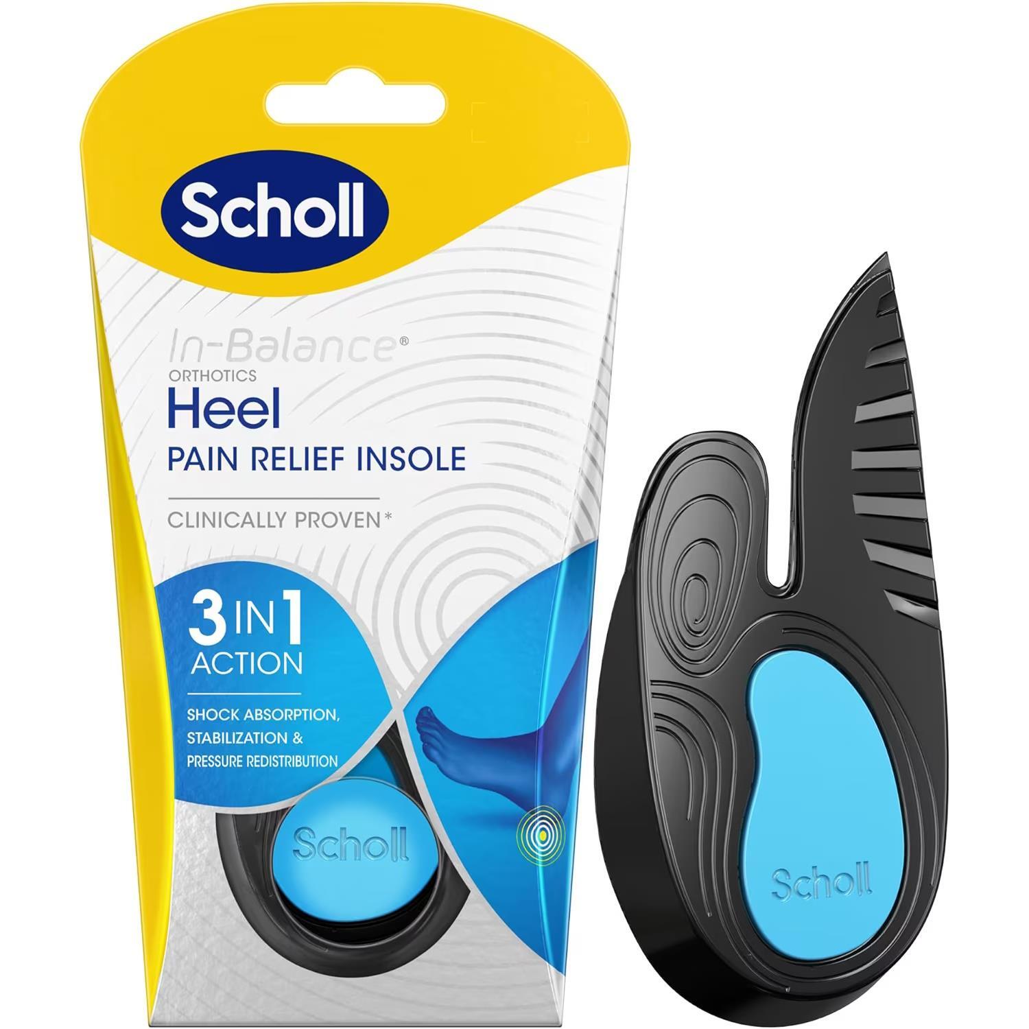 Scholl Insoles Shoe Heel Pain Relief Orthotic Shock Absorber Medium 7-8.5 Unisex