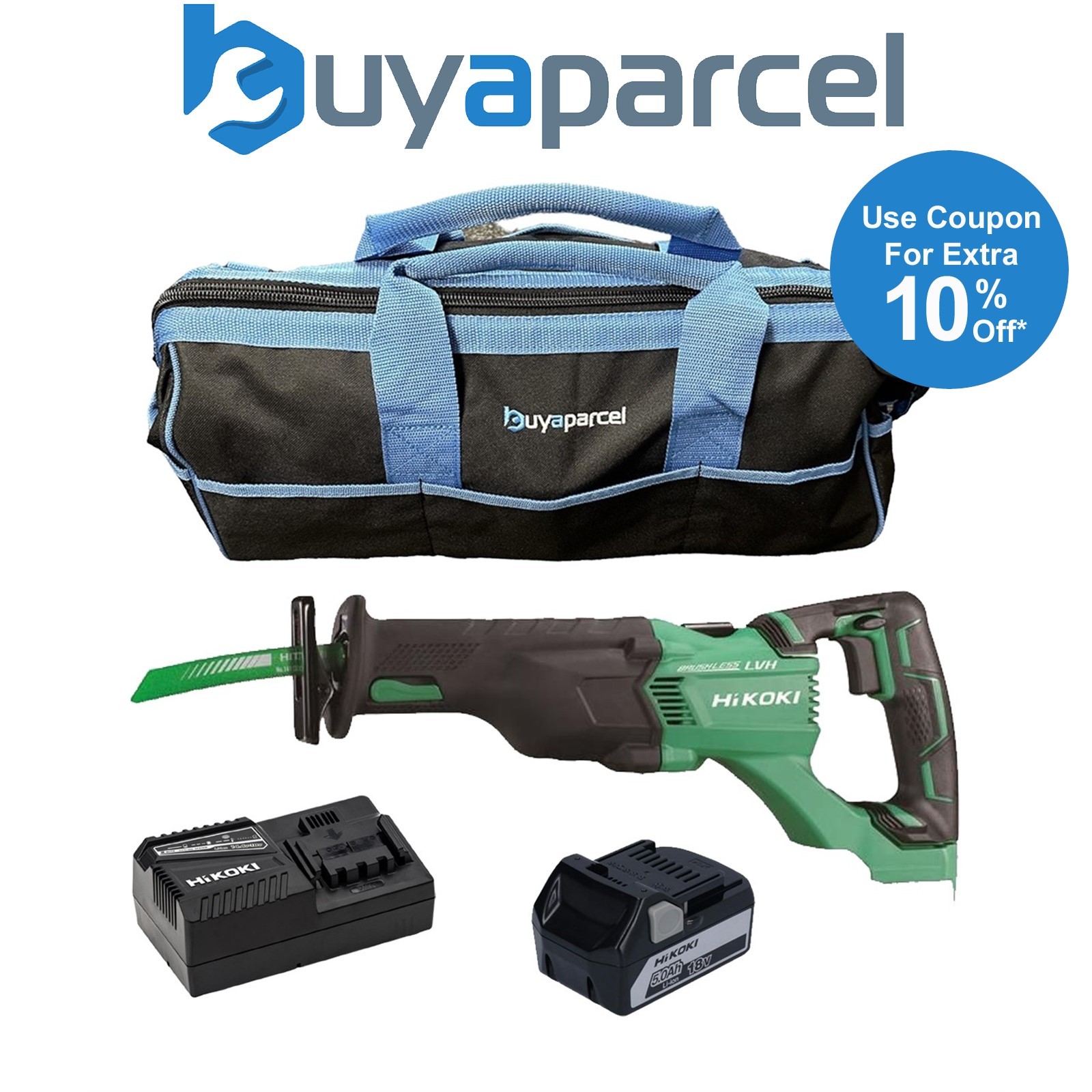 Hikoki CR18DBLJ4Z Brushless Recip Saw + X1 5AH Battery + Charger + 21" Bag