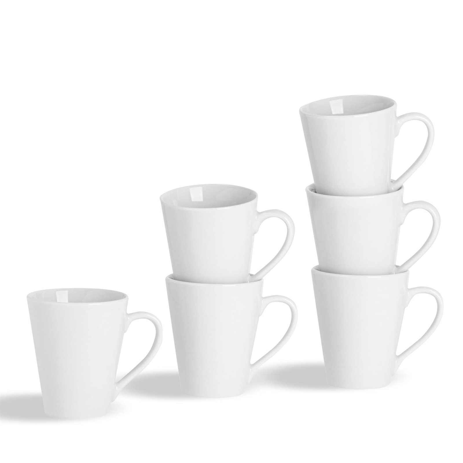 24x Classic White Latte Mugs Porcelain Tea Coffee Hot Drinks Cups 285ml