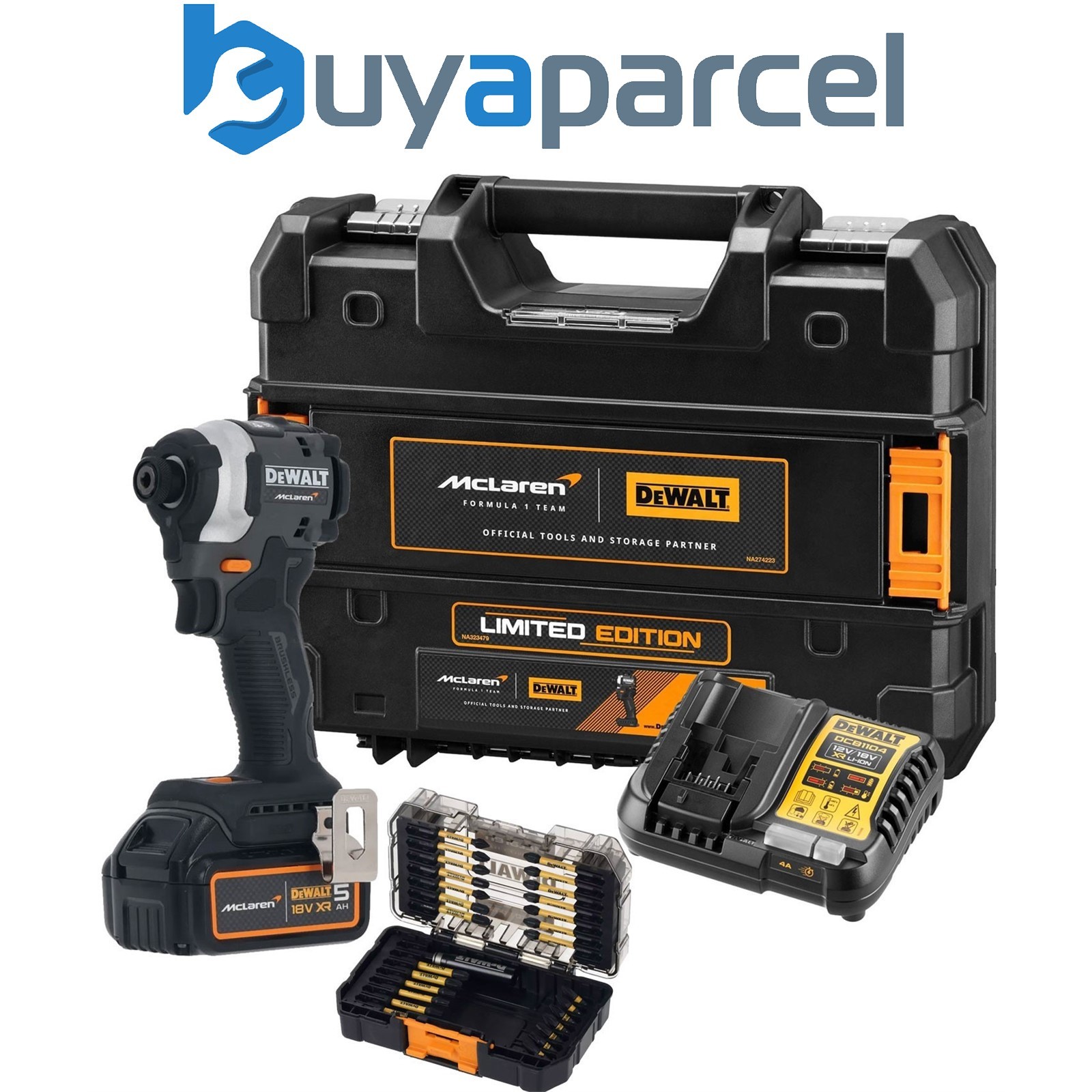 Dewalt DCF85MP1T McLaren F1 XR 18v Brushless Impact Driver 1x5.0Ah + 22 Bit Set