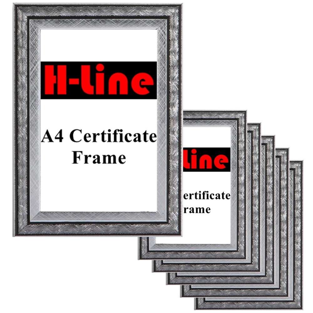 6 X A4 CERTIFICATE SILVER SWIRL PHOTO PICTURE FRAMES FREE STANDING WALL FRAME