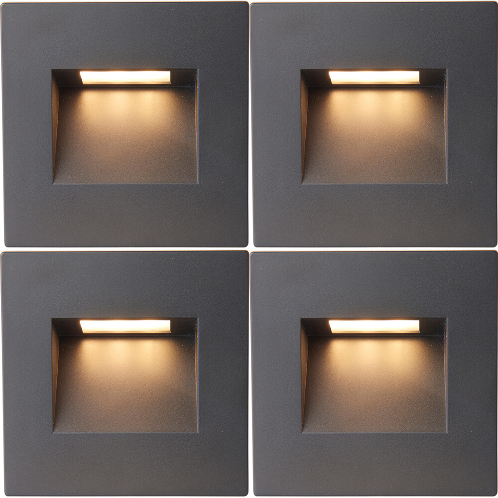 4 PACK Square Outdoor Pathway Guide Light - 1.5W Indirect CCT LED - Black Pc