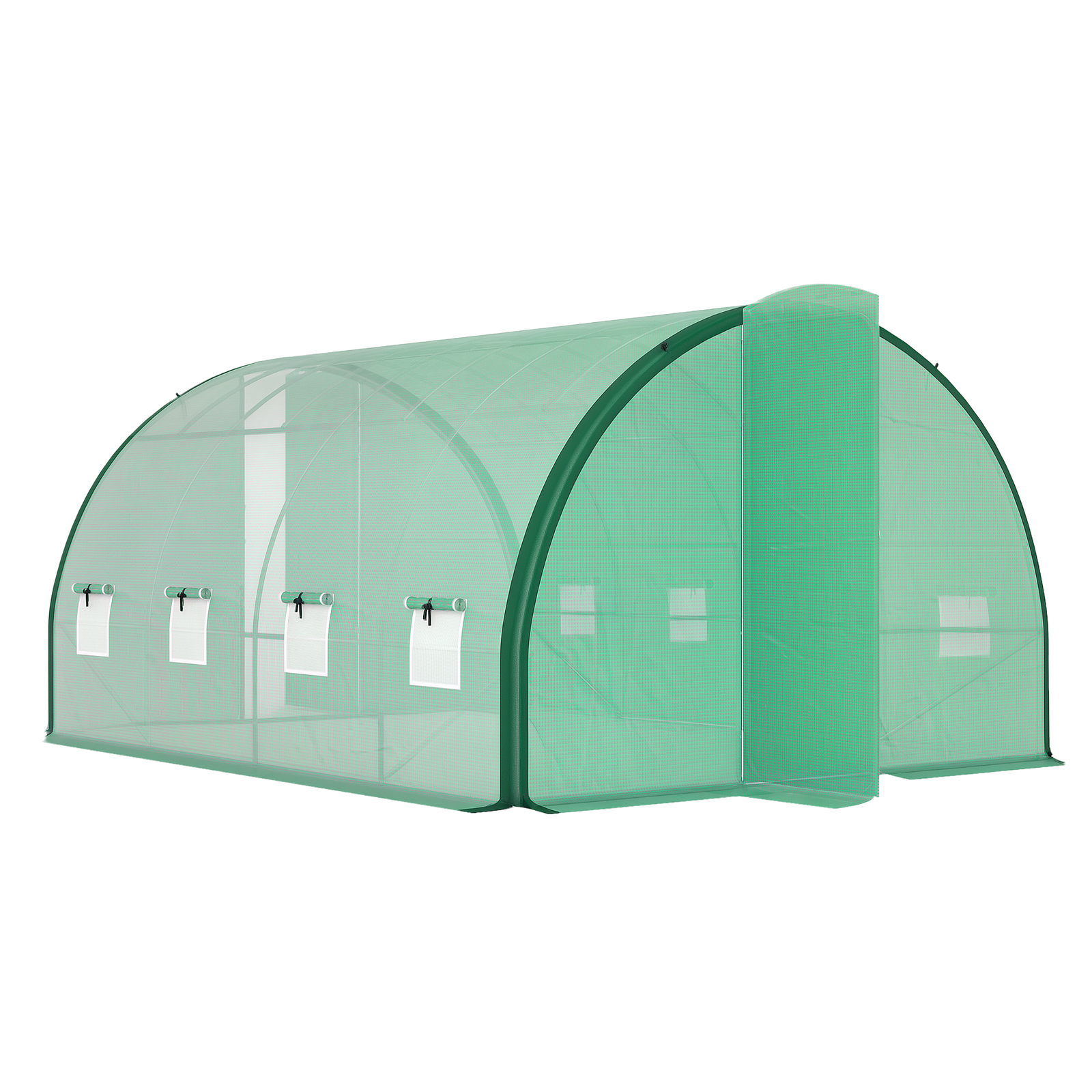 Outsunny Tunnel Greenhouse Upgraded Structure, Hinged Doors, 4 x 3 m, Green