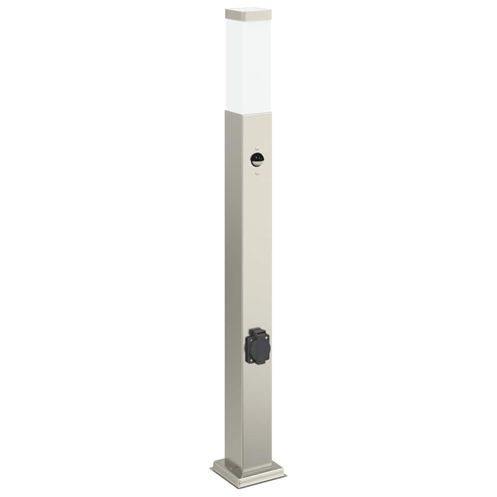 Bollard Light 80cm Stainless Steel Silver IP44 With PIR Sensor & Outlet vidaXL