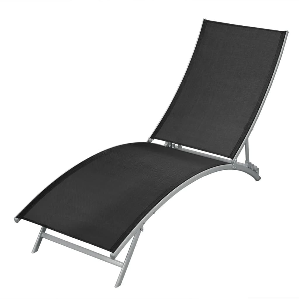 Sun Lounger Outdoor Garden Patio Bench Chair Recliner Textilene Black vidaXL