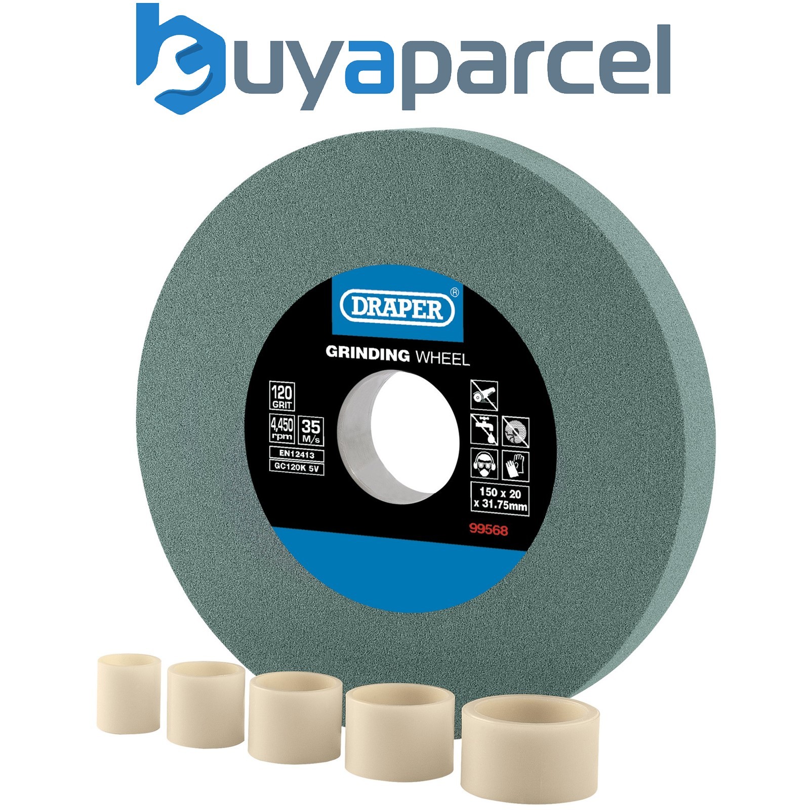 Draper 99568 Silicon Carbide Bench Grinding Wheel, 150 x 20mm, 120 Grit