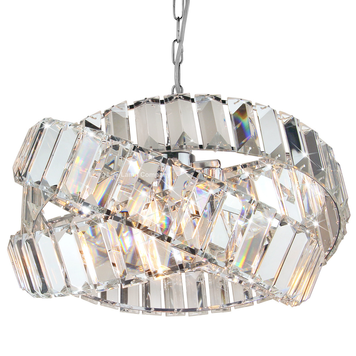 Modern Crystal Chandelier Chrome 3 Ring Pendant Ceiling Light H3064
