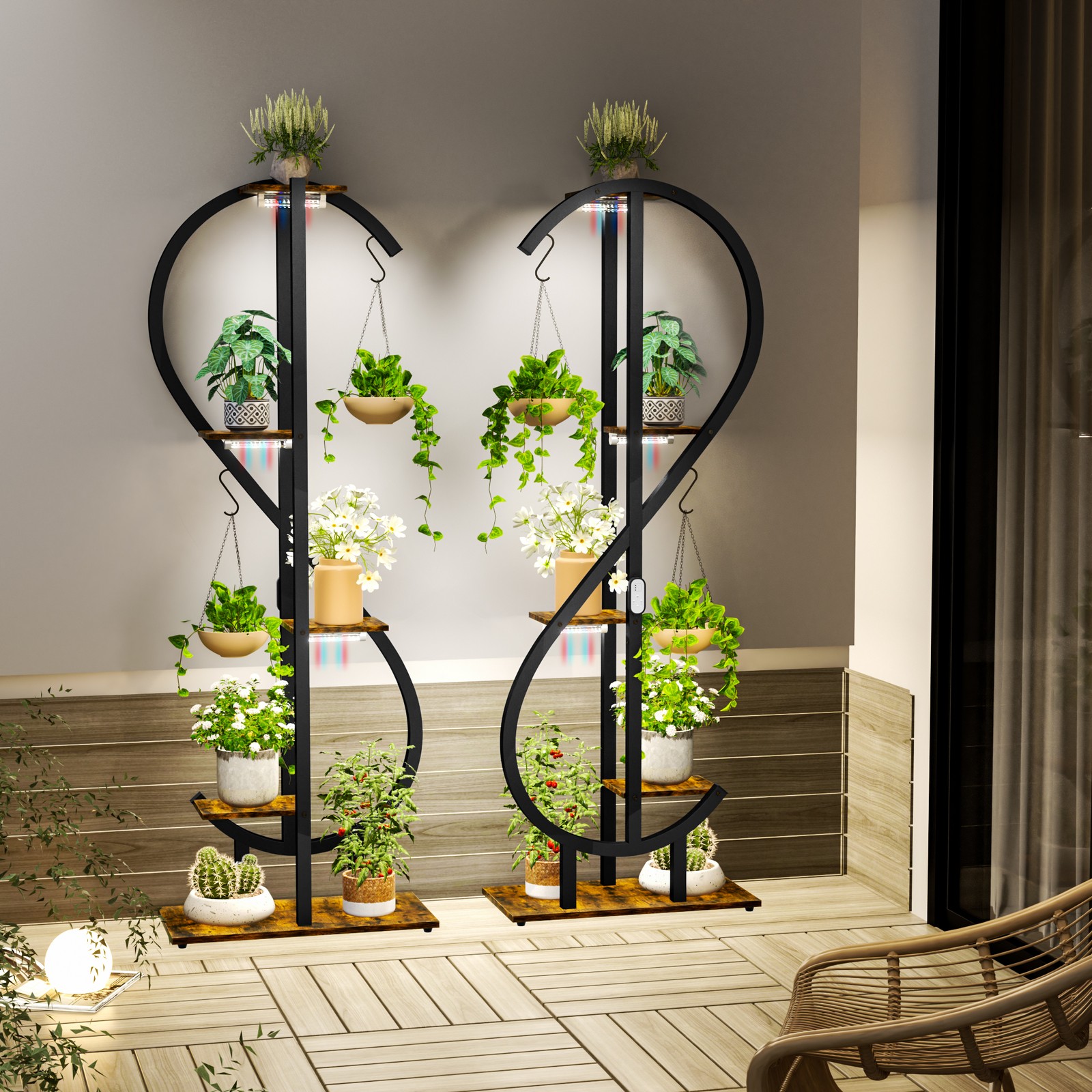 Tall Metal Plant Shelf Indoor Greenhouse Plant Grow Lights Planter Flower Holder