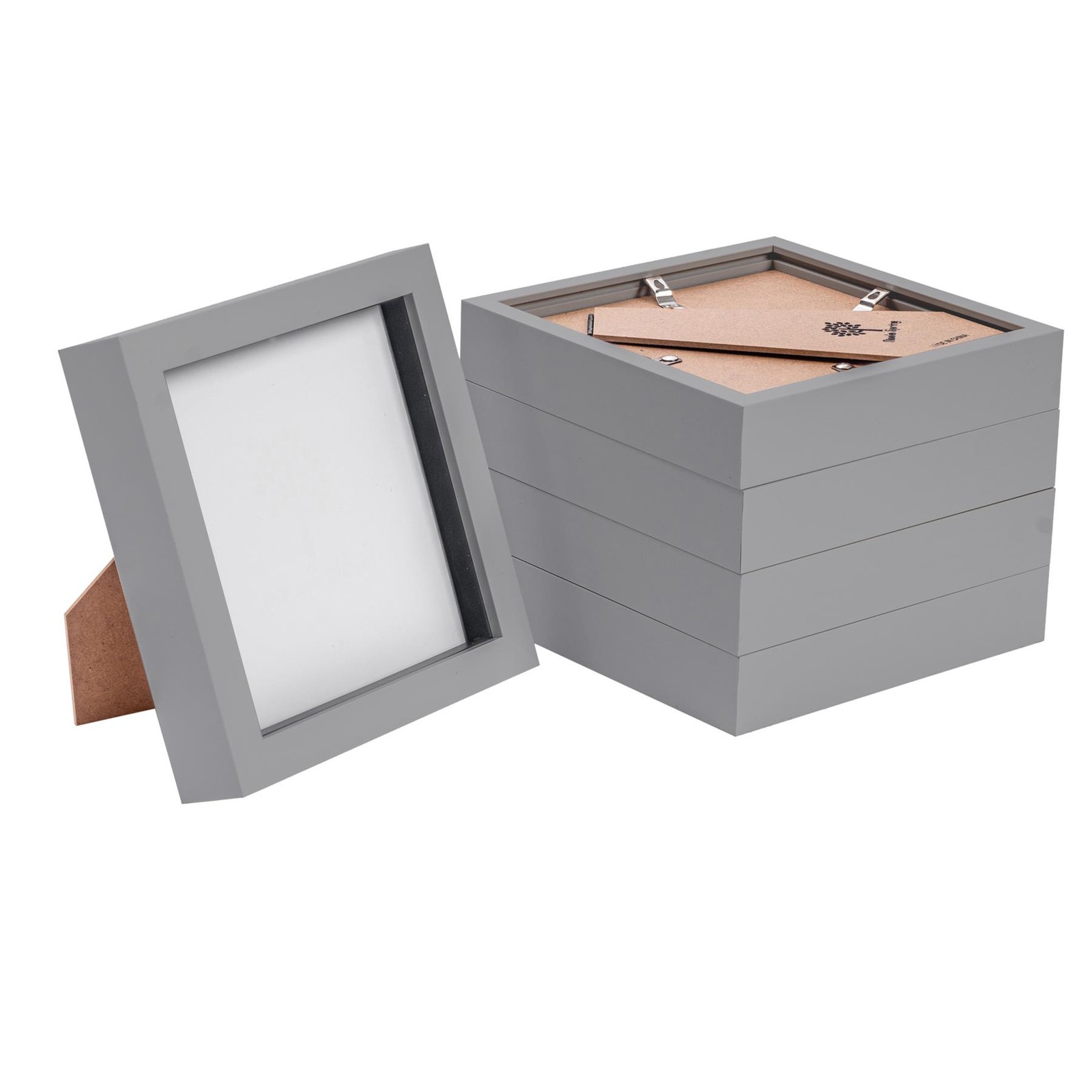 5x Grey 6" x 6" Acrylic 3D Box Photo Picture Frame Deep Shadow Display