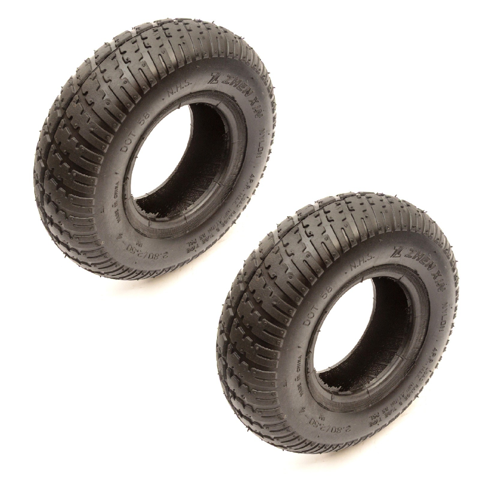 2 Pack 2.50x4 Mobility Scooter Pneumatic Tyres 4 Ply 4'' Wheel Road Tread 2.80-4