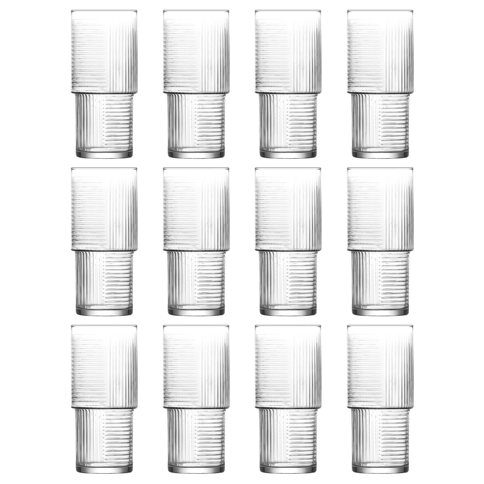 12x LAV 515ml Helen Stacking Highball Glasses Juice Cocktail Drinking Tumblers