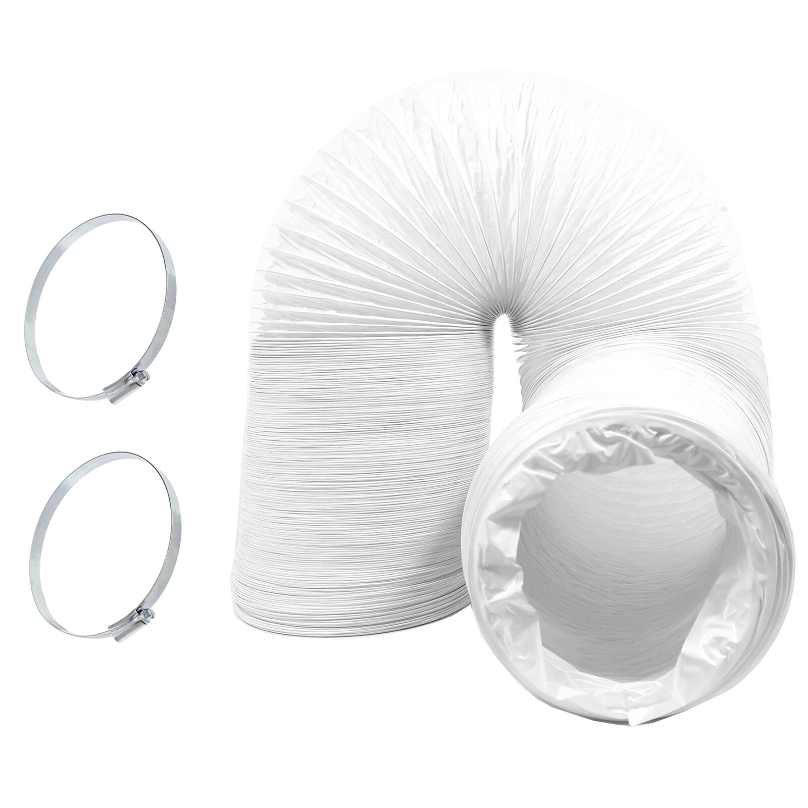 Air Conditioning Duct Hose 5" PVC Extra Long Flexible Vent Pipe 10m + Clips x 2