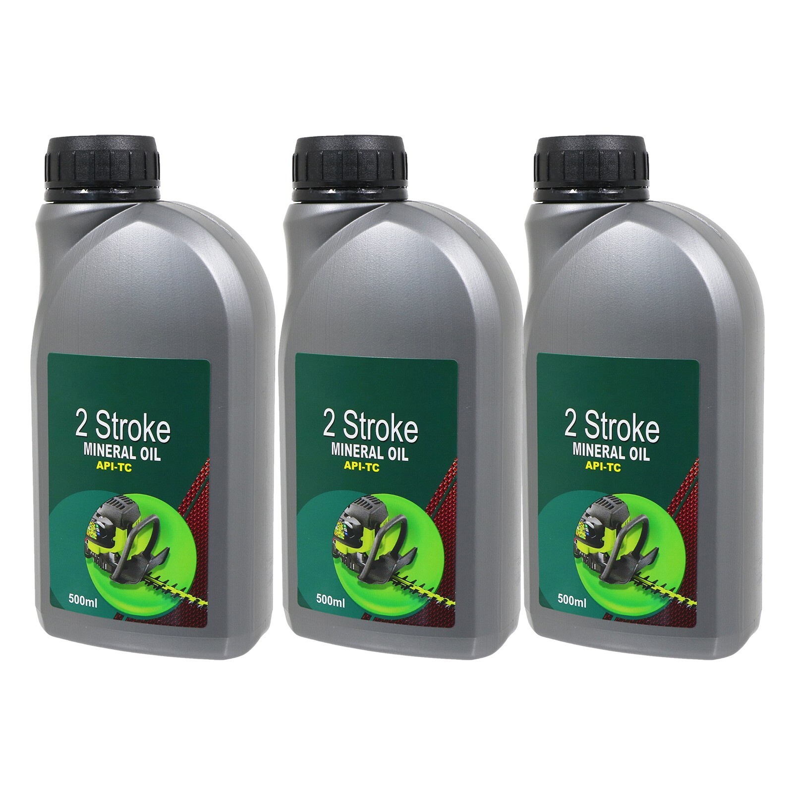 2 Stroke Mineral Oil Low Smoke Ash API-TC for Grass Strimmer Trimmer 500ml x 3