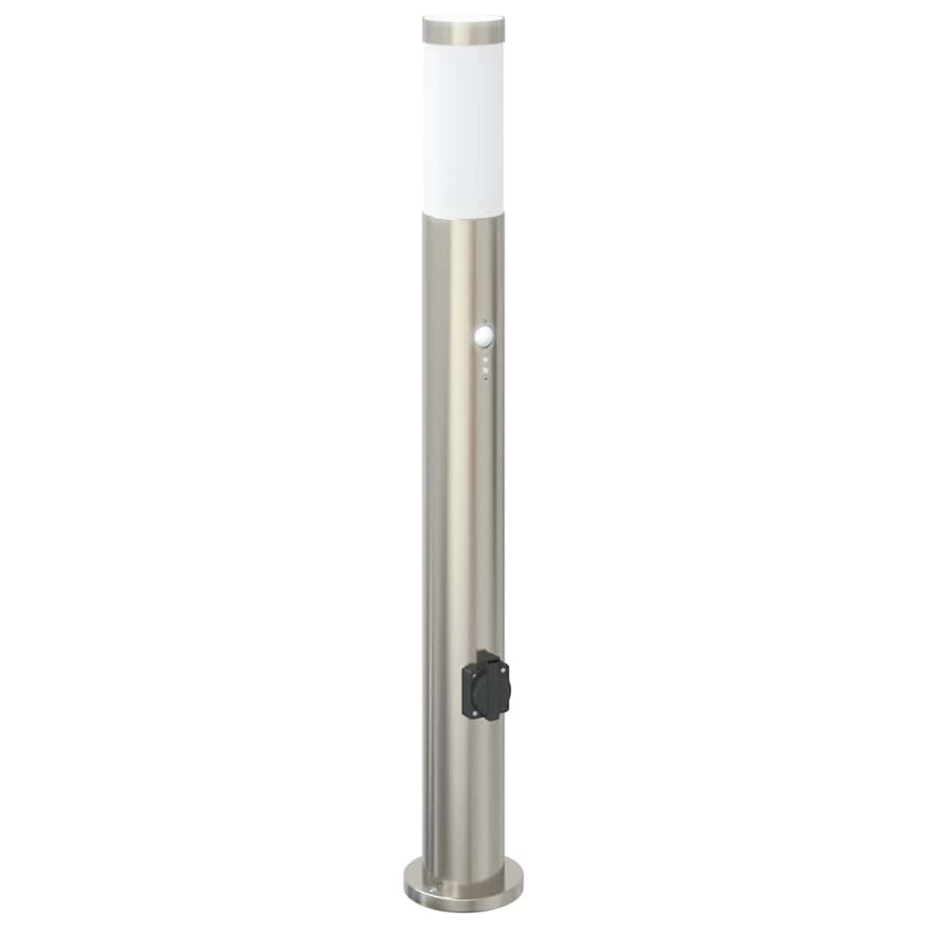 Bollard Light with PIR Sensor & Outlet 80cm Stainless Steel IP44 Garden vidaXL