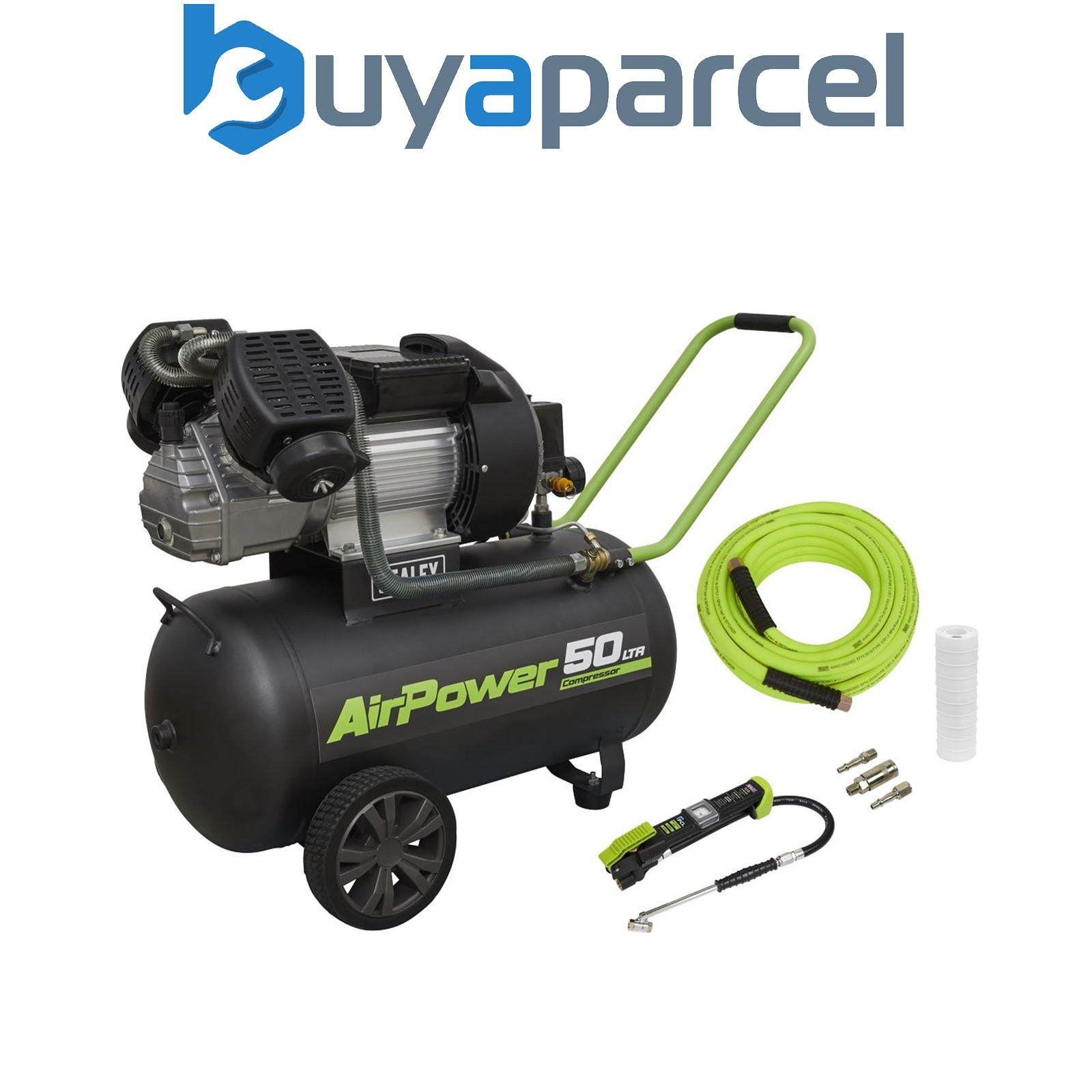 Sealey SAC5030VEKIT 50L V-Twin Direct Drive Air Compressor 3hp with Air Accessor