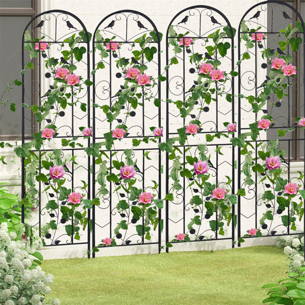 2PC Tall Metal Garden Trellis Gothic Fence Plant Climbing Support Panel Border