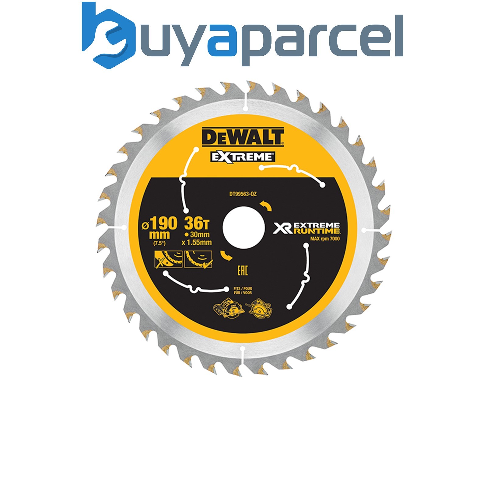 DEWALT DT99563-QZ XR FlexVolt Circular Saw Blade 190 x 30mm x 36T DEWDT99563QZ