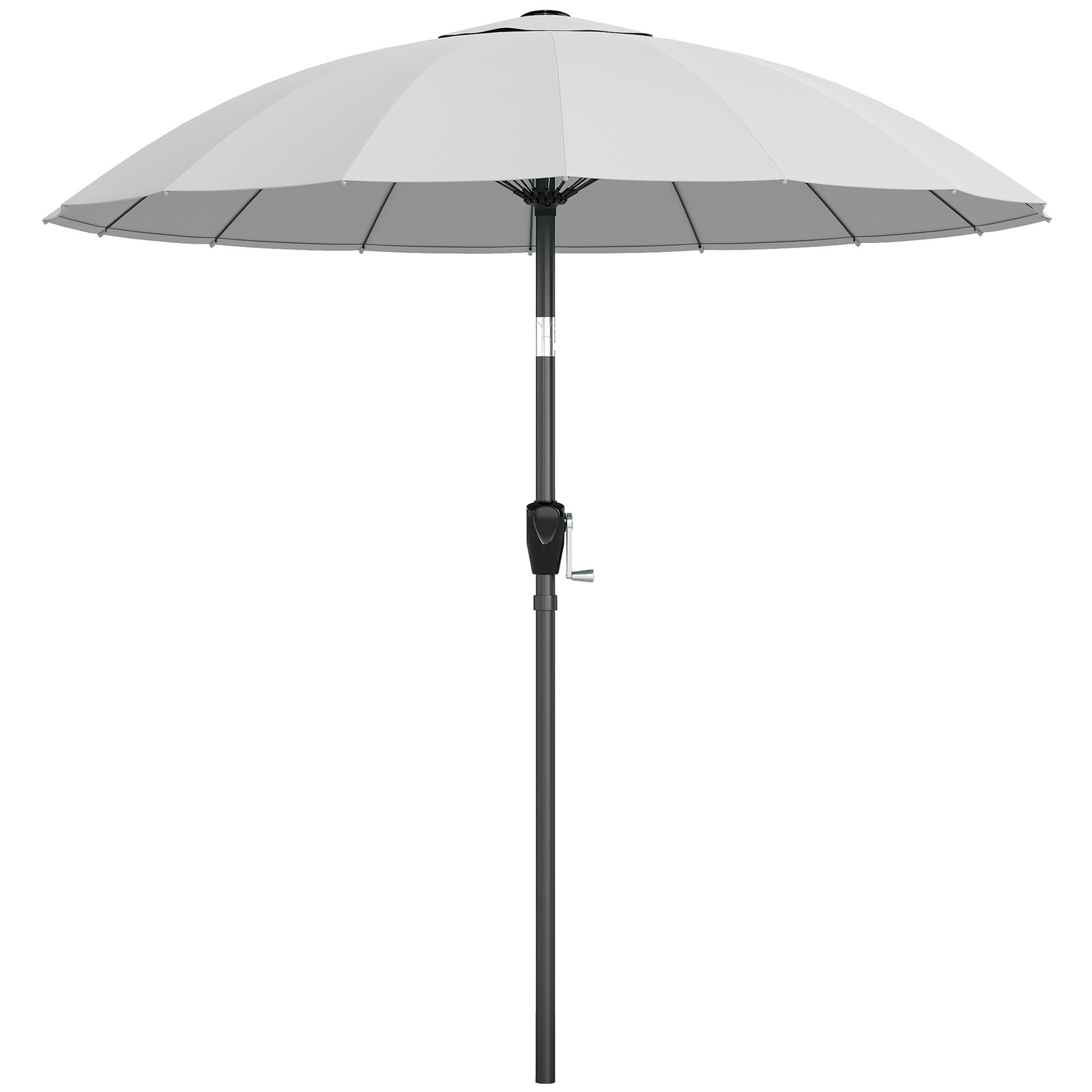 Outsunny 2m Shanghai Garden Parasol Umbrella, Outdoor Sun Shade, Light Grey