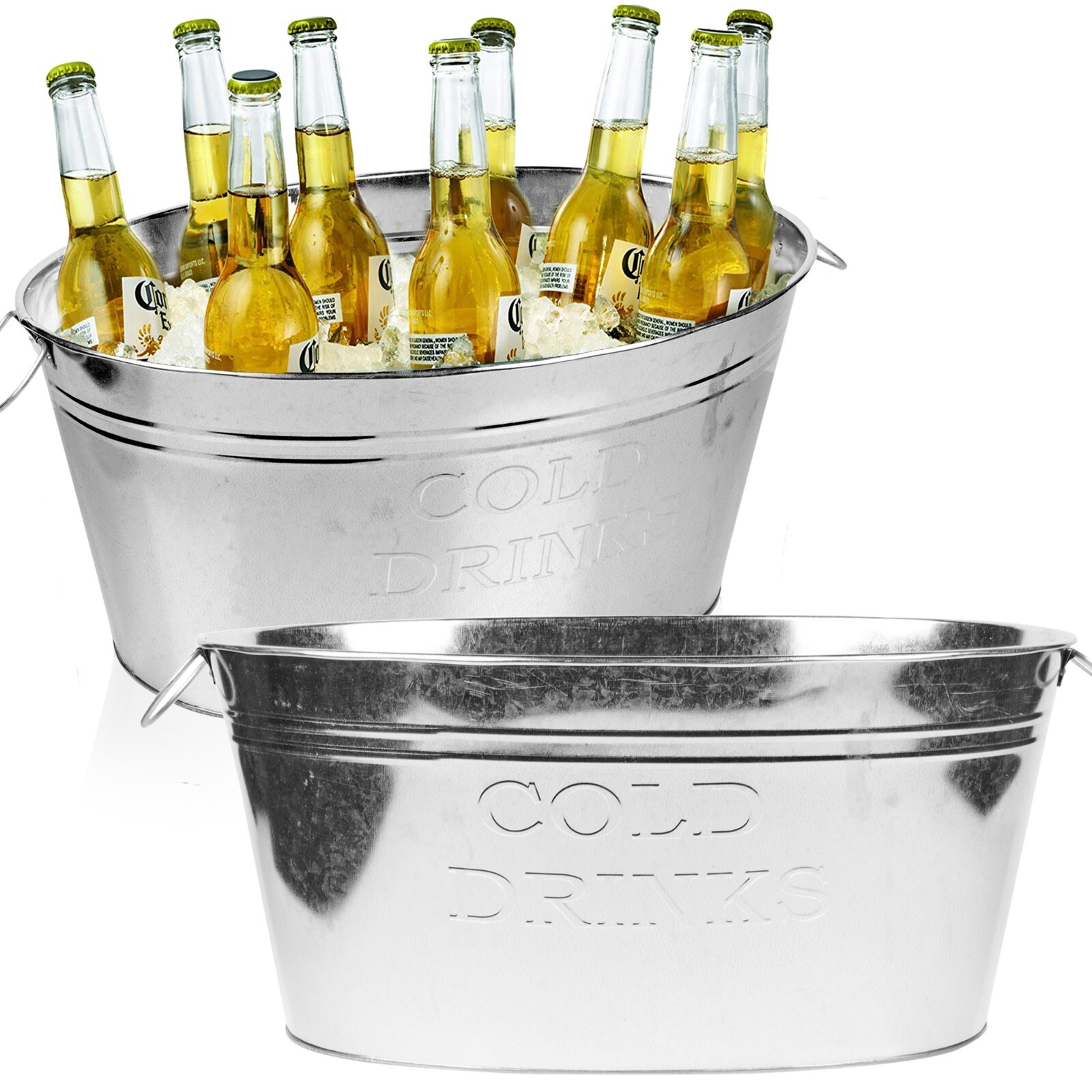 2x Large Galvanised Metal Wine Champagne Beer Bottle Ice Cooler Bucket Party Tub