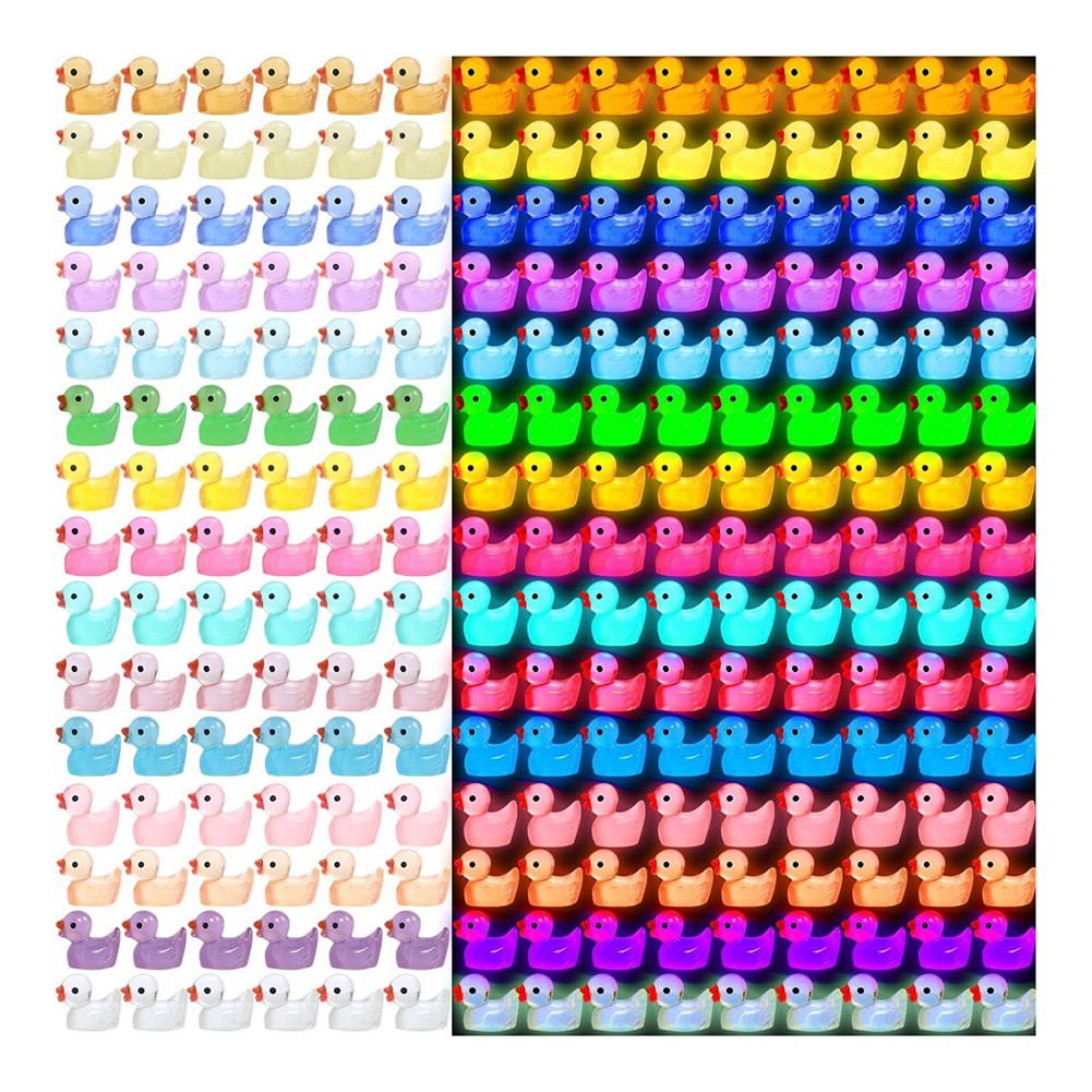 6X(200 PCS  Resin Ducks Glow in the Dark Tiny Duck for Garden1234