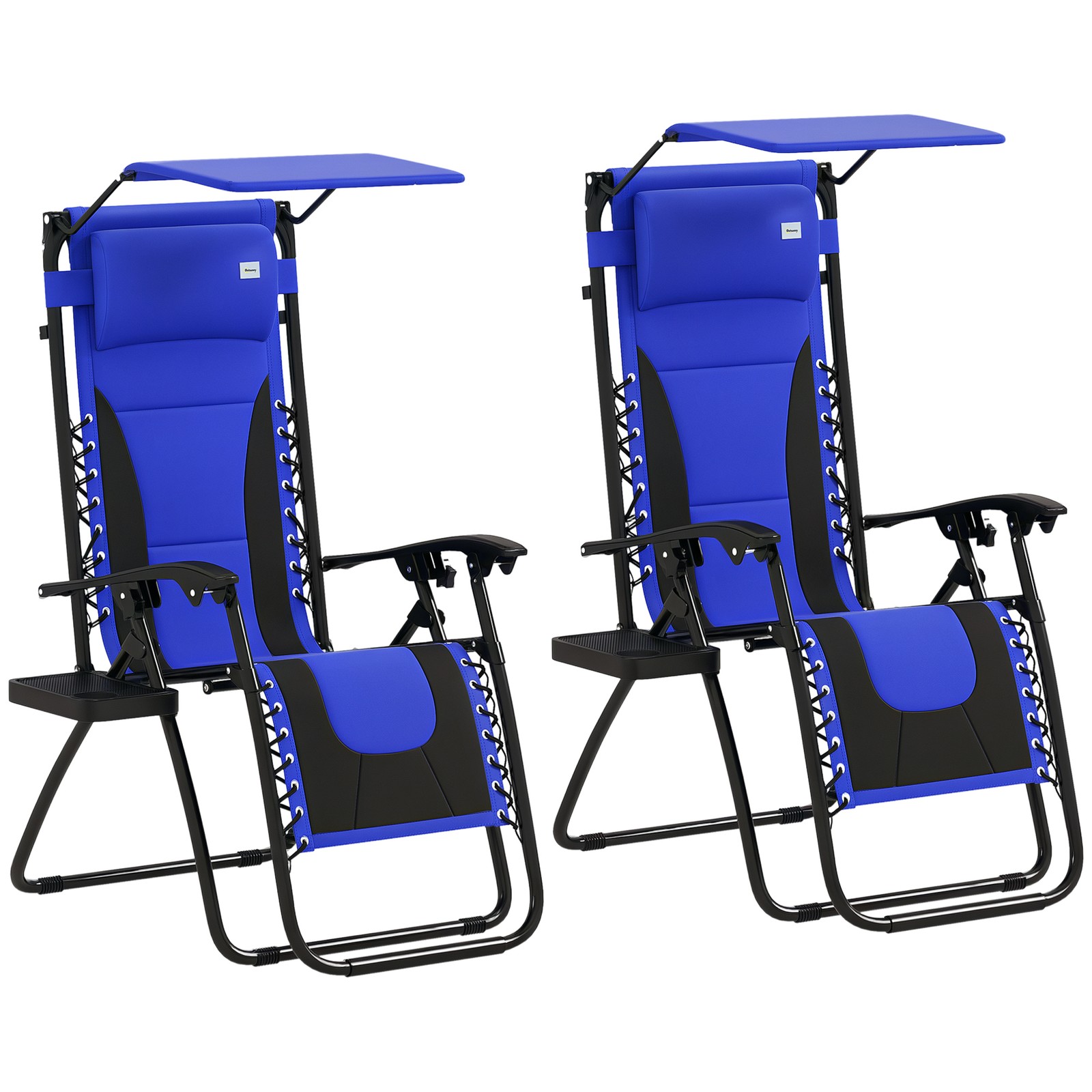 Outsunny 2 Pcs Zero Gravity Lounger Chair, Folding Reclining Chair, Blue