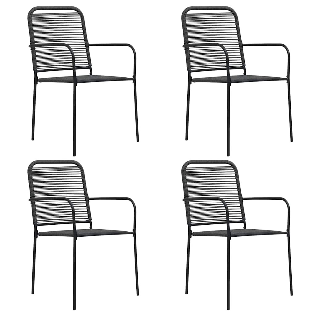4x Garden Chairs Cotton Rope and Steel Black Outdoor Patio Armchair vidaXL