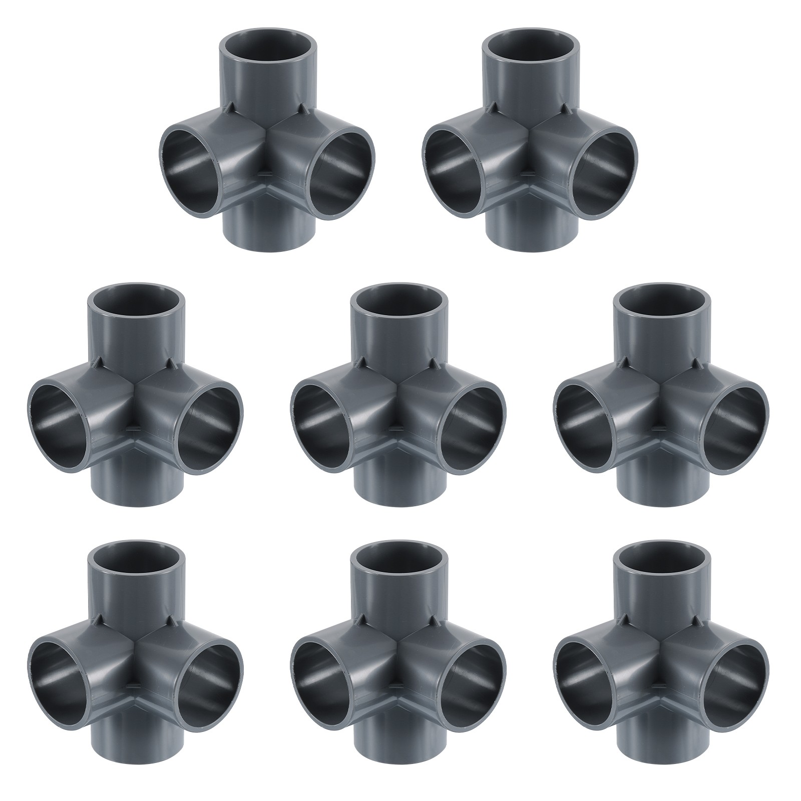 1-1/4" PVC Fittings, 8 Pcs 4 Way Elbow Connector Elbow PVC Corner Fitting, Grey