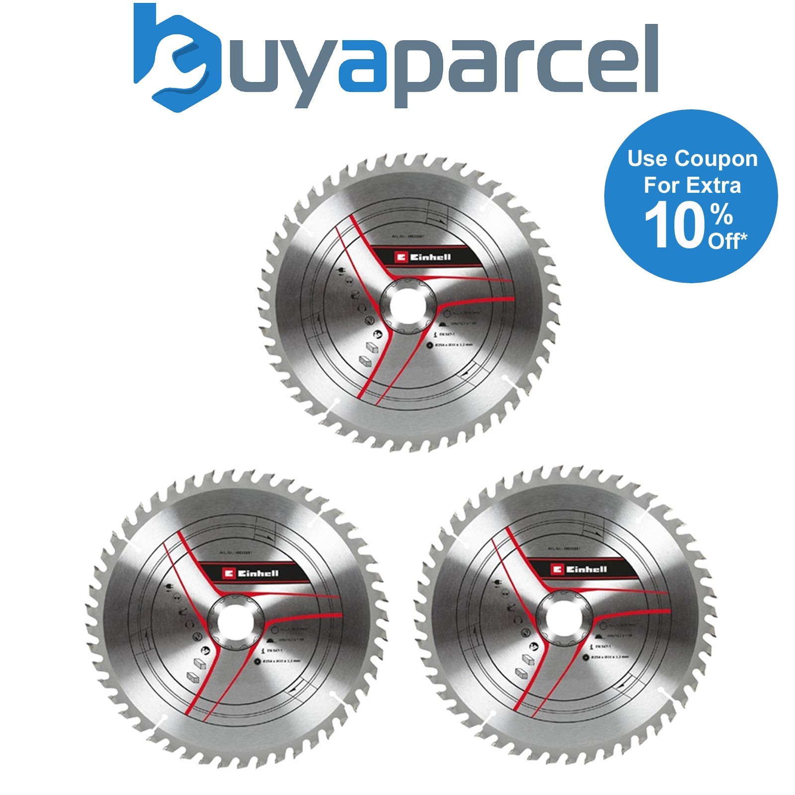 X3 Einhell KWB 254mm Mitre Saw Blade Table 48T HM Diameter TC-TS 2225 TC-SM 2531