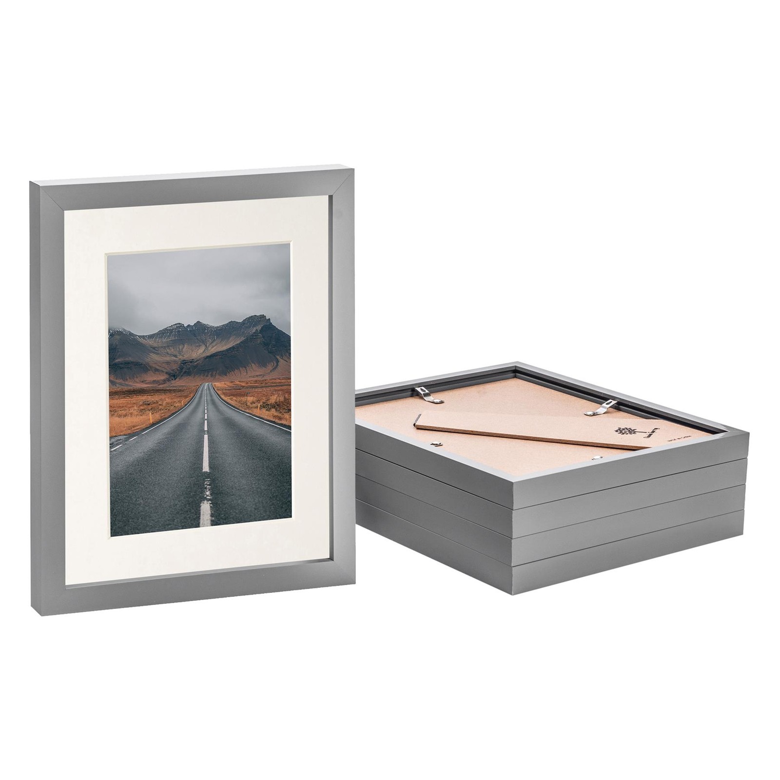 5x Grey 8" x 10" Photo Frames with Ivory 5" x 7" Mount Picture Wall Décor