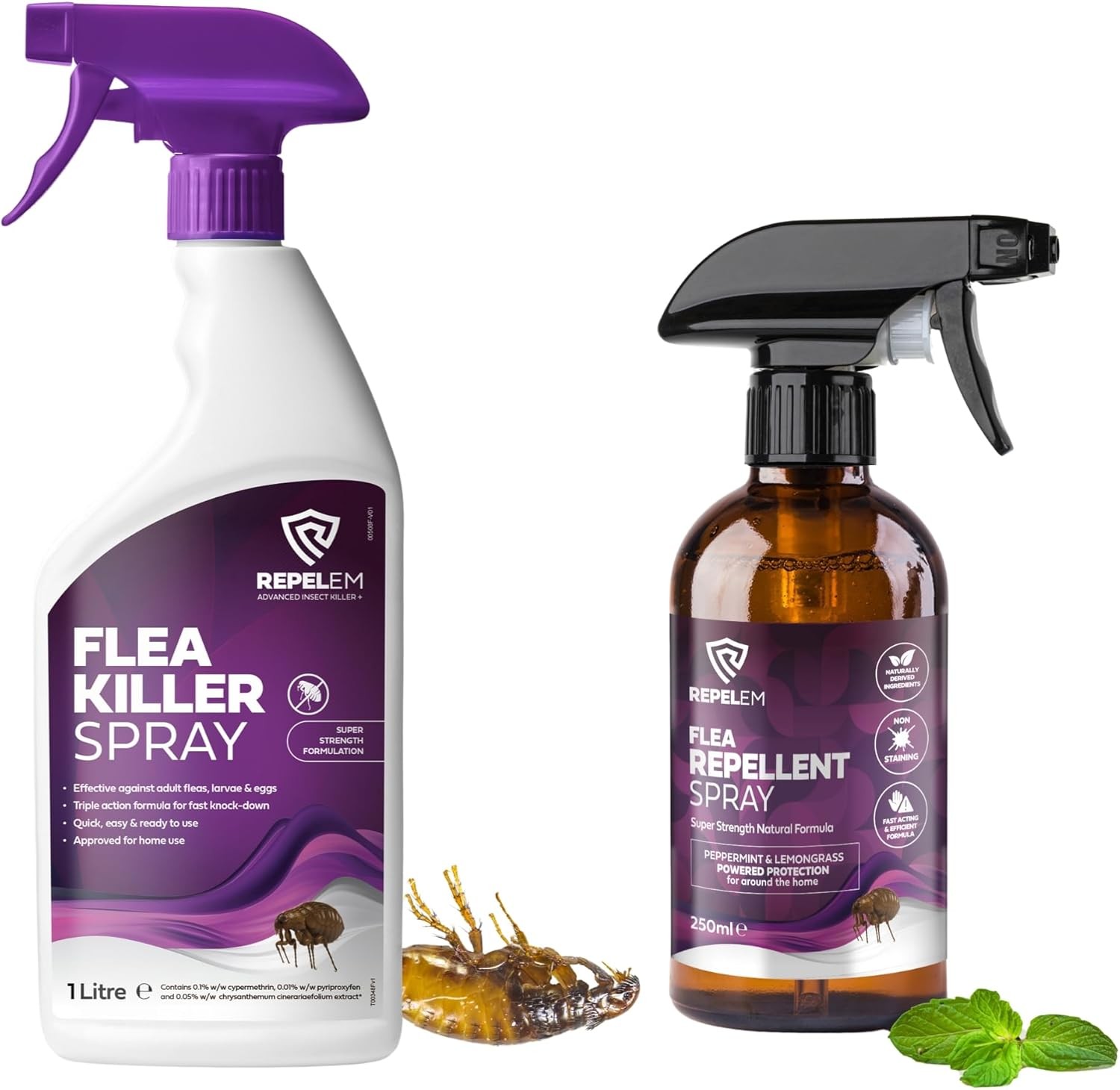 Flea Treatment Kit - 1L Flea Spray for The Home with 250ml Natural Flea Repelle