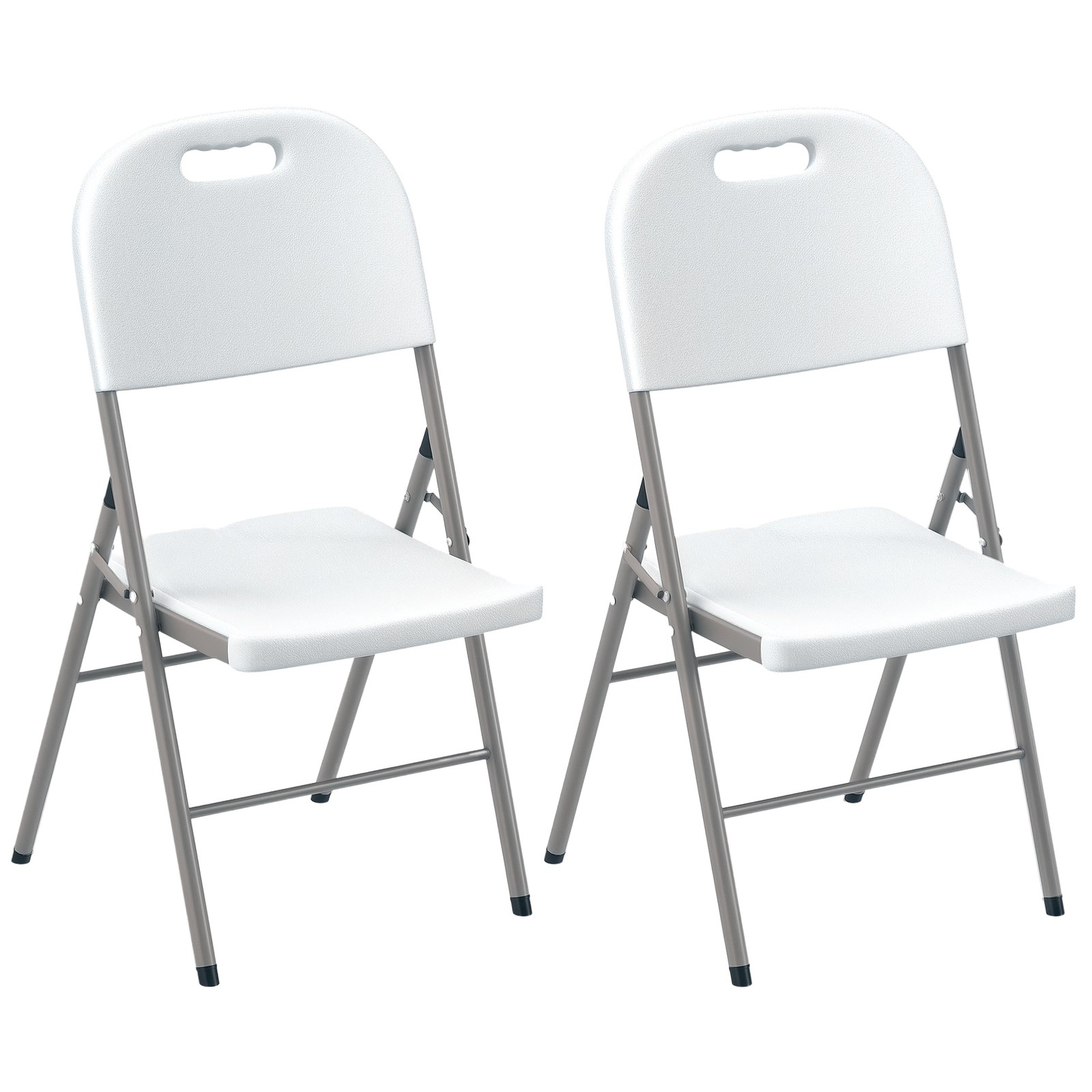 Outsunny 2PCS Folding Chair with Steel Frame, Garden Chair Set, White