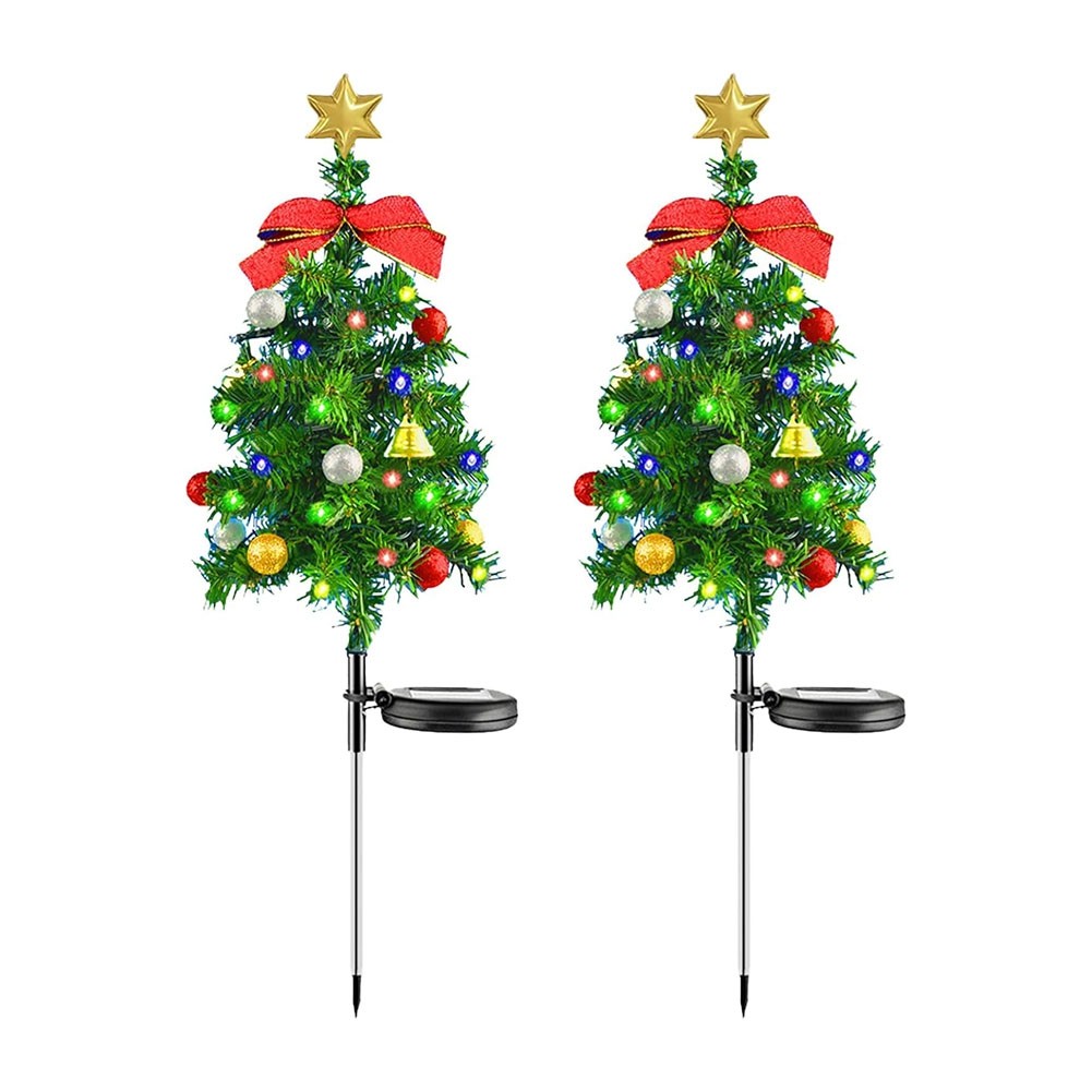 3X(2PCS Solar Christmas Tree Lights Outdoor Solar Lights Xmas Tree Stake9252
