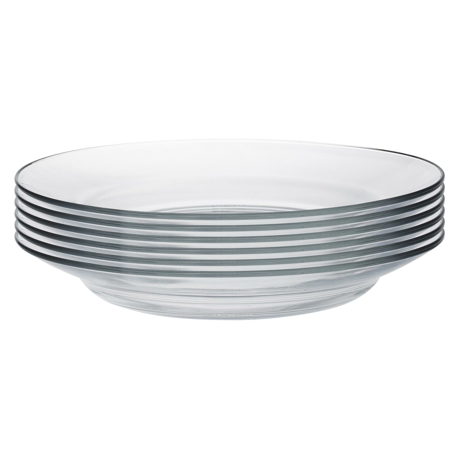 Duralex Lys Glass Soup Plates Dishes Tempered Glass 230mm (9") x6