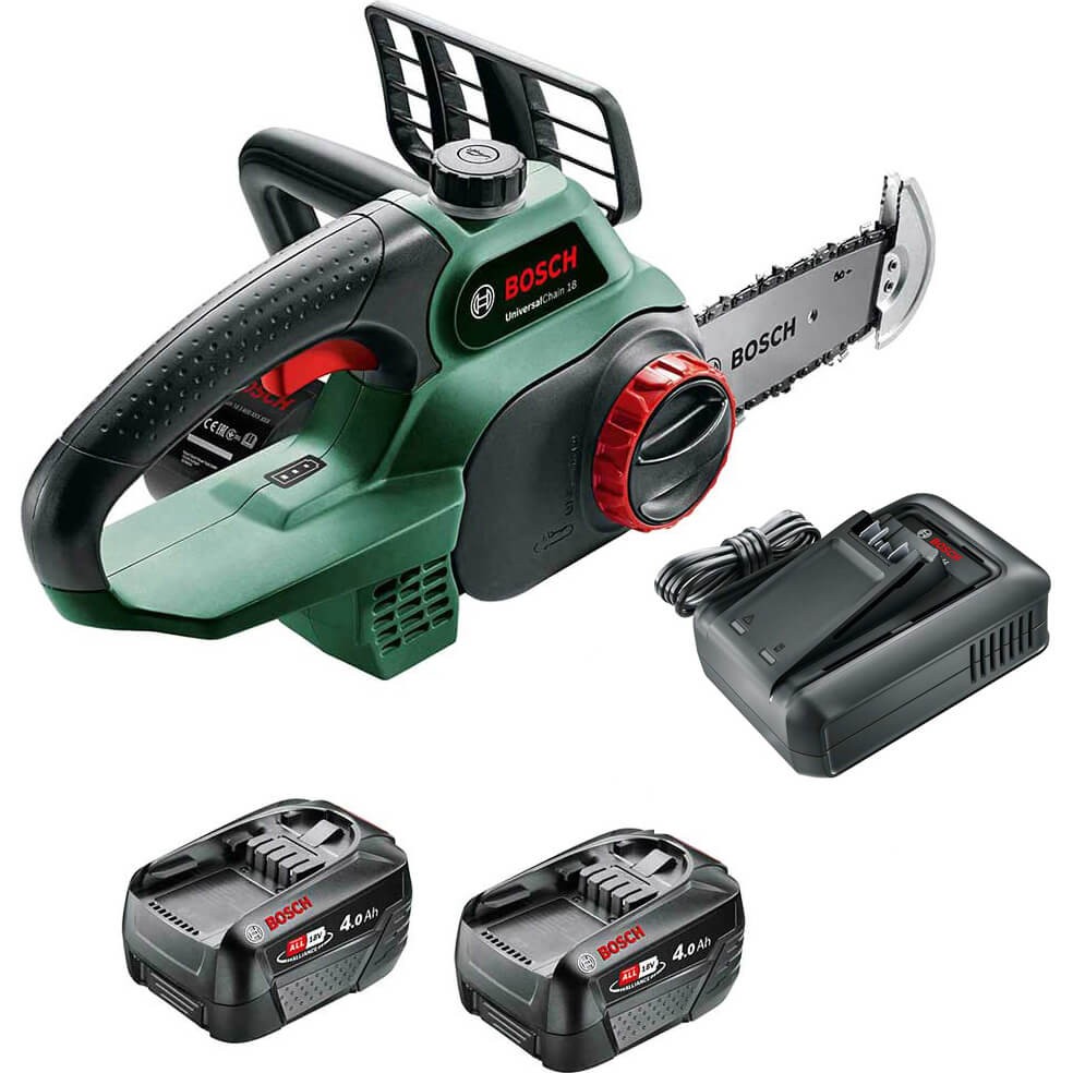 Bosch UNIVERSALCHAIN P4A 18v Cordless Chainsaw 200mm 2 x 4ah Li-ion