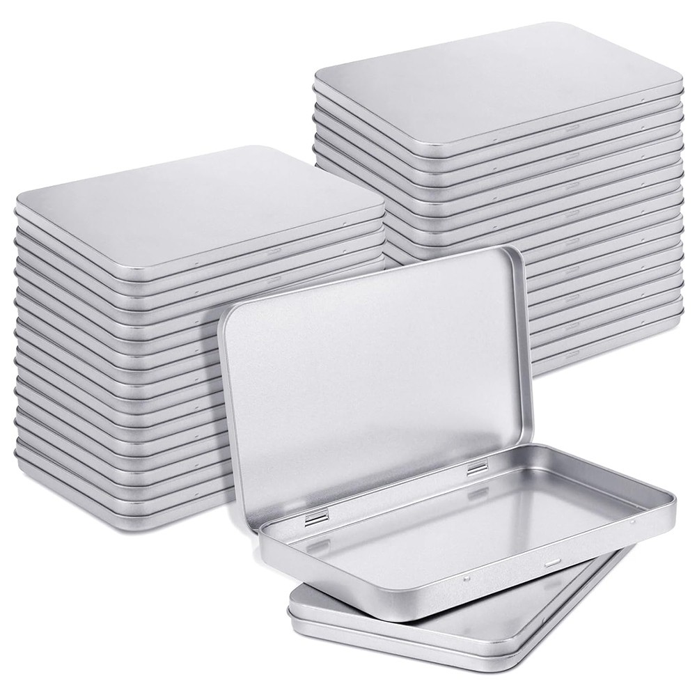 Rectangular Metal Tin Box with Lid Metal Hinged Lid Tin Metal Empty Tin Box8871