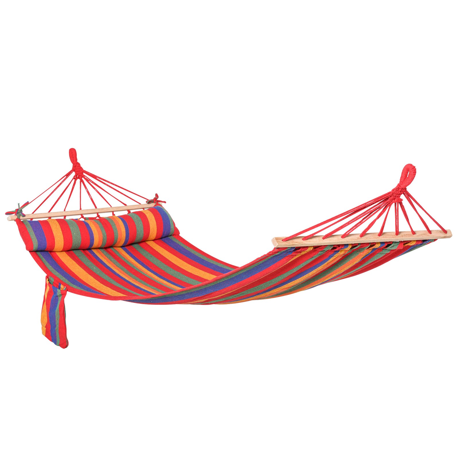 Outsunny Cotton Hammock Soft Portable Swing Chair w/ Headrest & Side Pocket