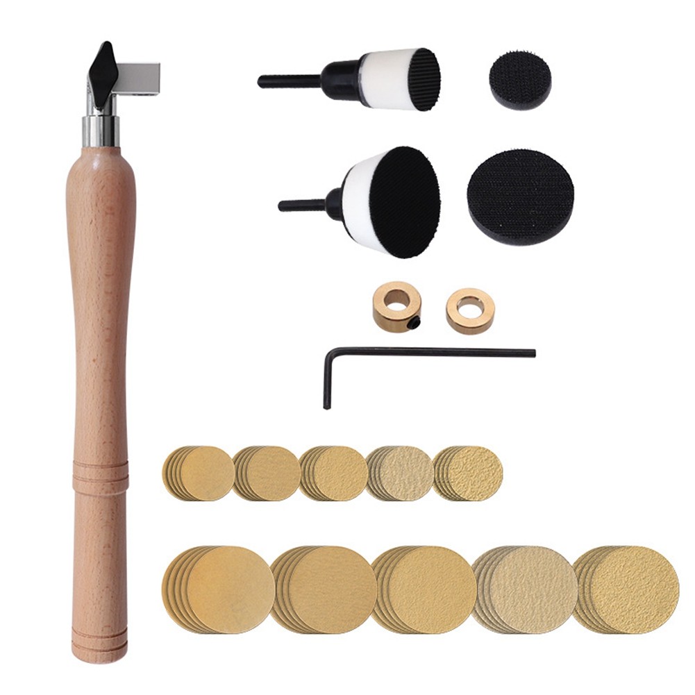 Bowl Sander Set 50pcs Sandpaper Discs Bowl Sanding Tool with Handle for1824