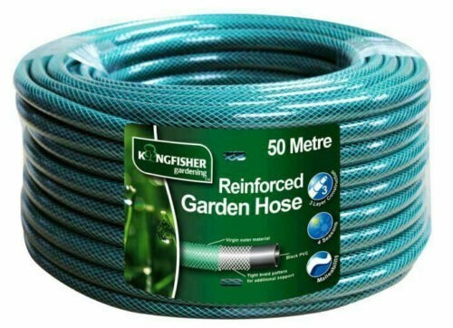 50m Garden Hosepipe Reel Heavy Duty Triple Layer Reinforced Watering Car Wash