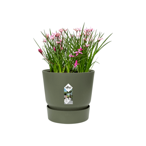 Elho GV Round Plant Pot 40cm Leaf Green Plastic Garden Drive - Damaged