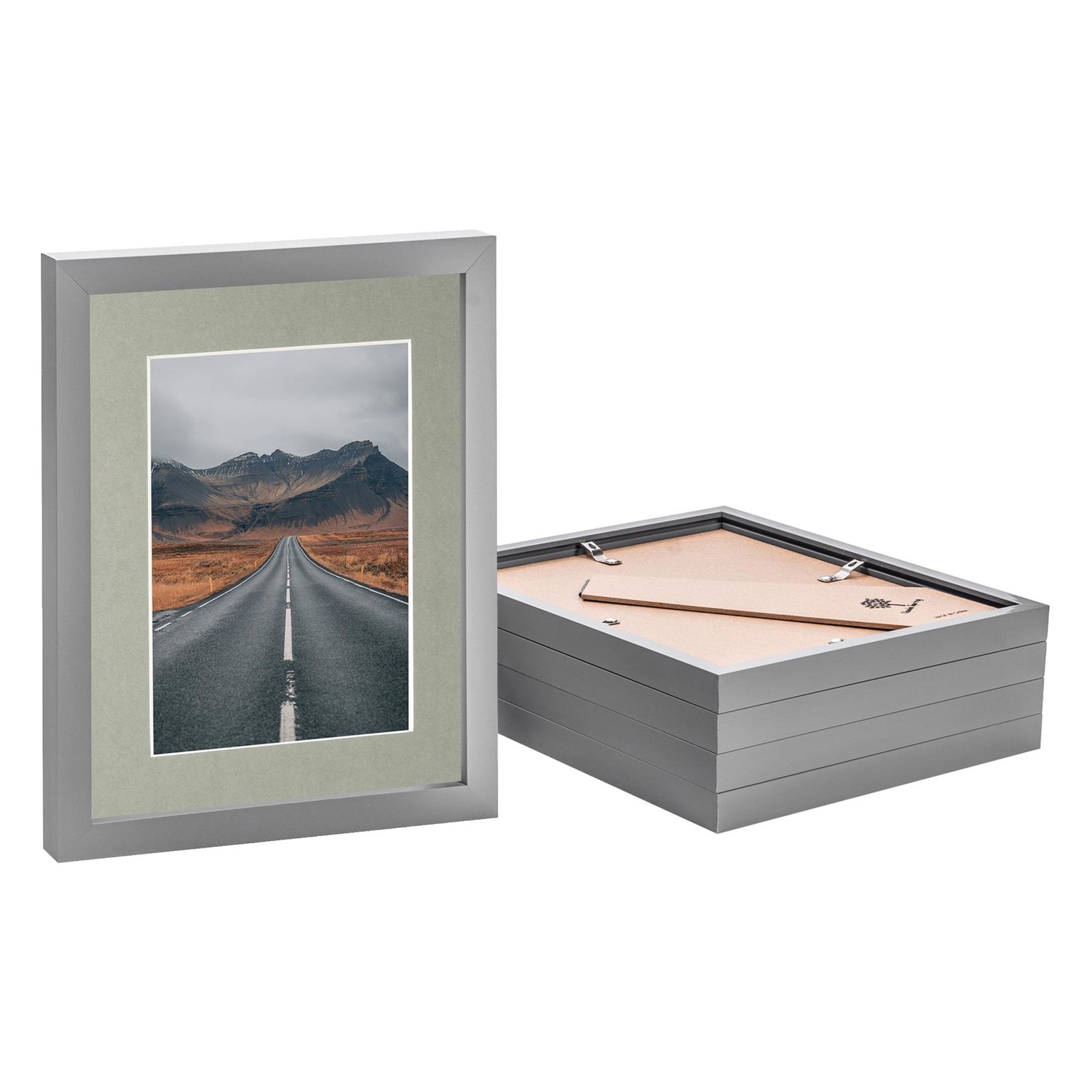 5x Grey 8" x 10" Photo Frames with Grey 5" x 7" Mount Picture Wall Décor
