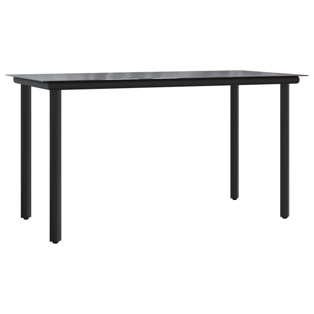 Garden Dining Table Black 200x100x74cm Steel and Tempered Glass vidaXL