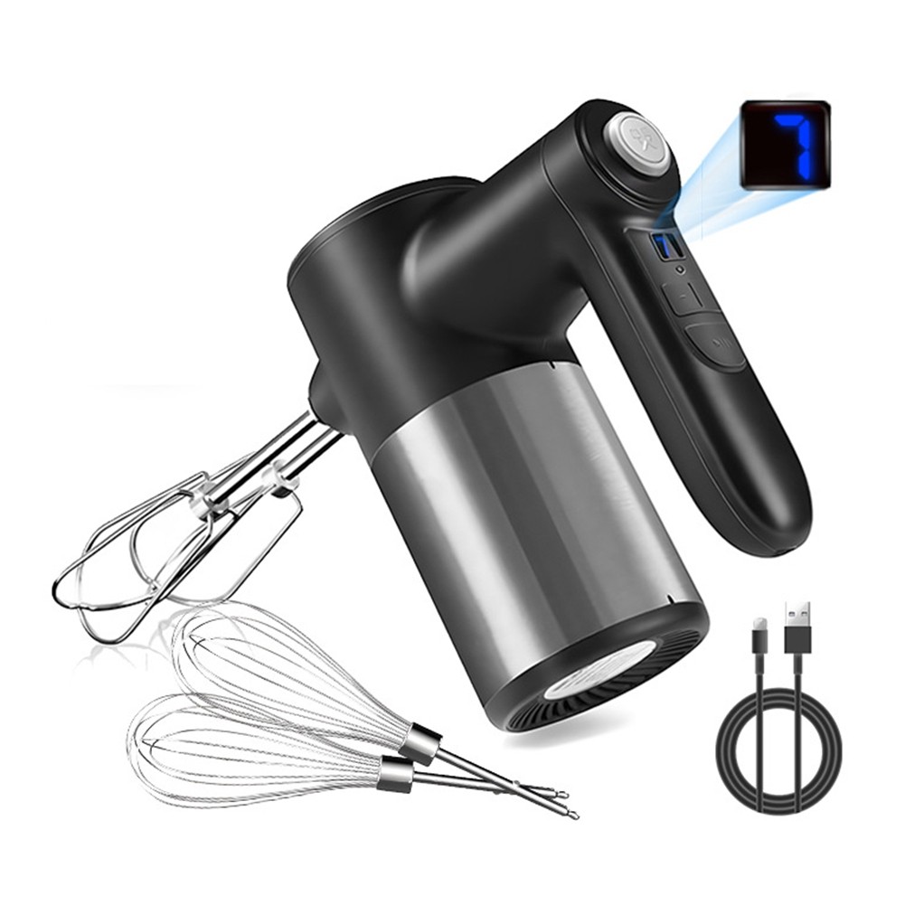 Cordless Hand Mixer,Digital Display 7 Speed Rechargeable Electric with 46377